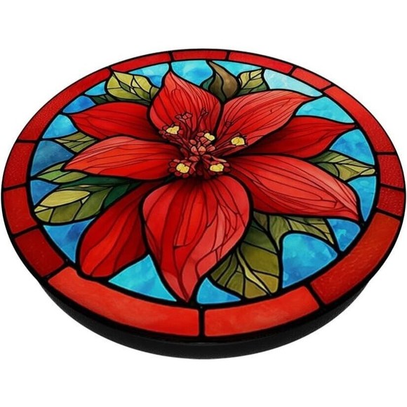 PopSockets Poinsettia Red Christmas Flower for Phone Women Swappable PopGrip - Picture 3 of 13